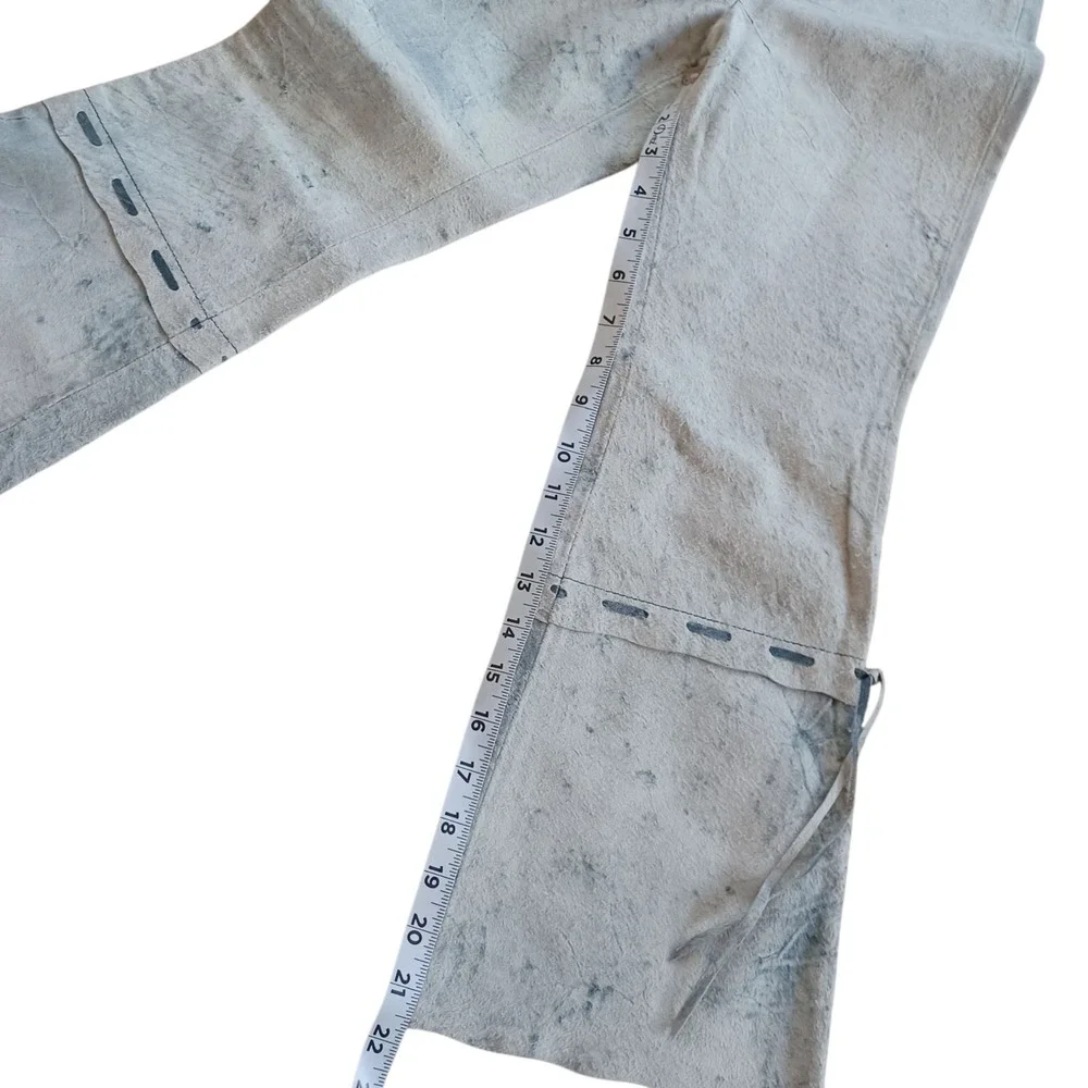 Youth Girls Authentic Suede Leather Blue Dyed Western Rodeo Running Stitch Pants